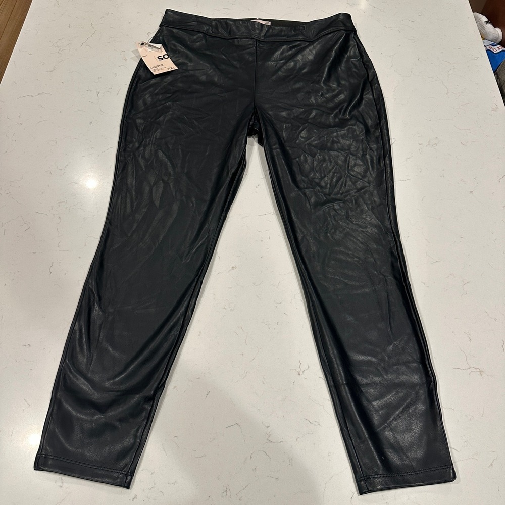 SO Goods For Life Black Faux Leather High Rise Leggings XXL JG24J000RS